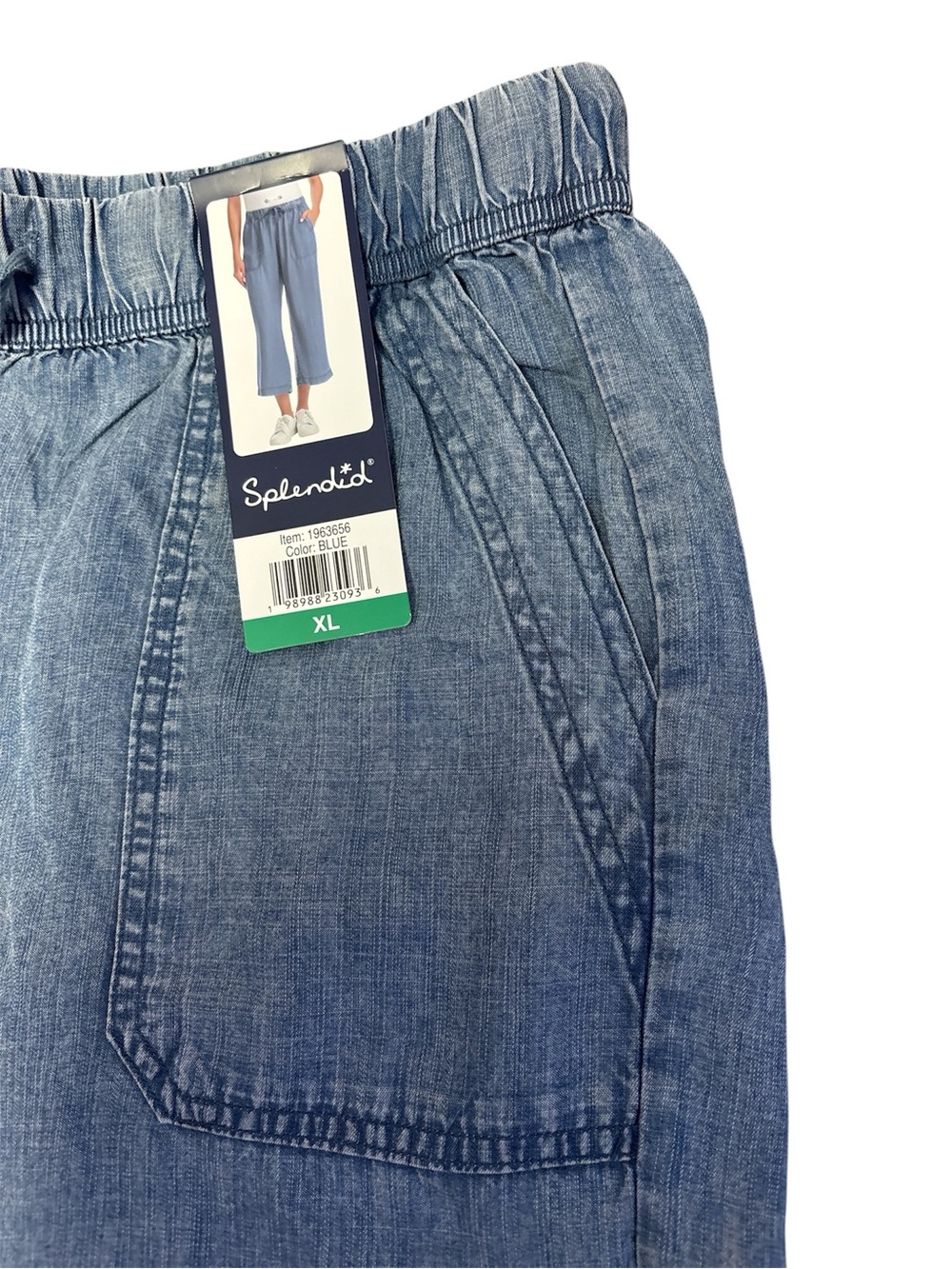 Splendid Blue Chambray Drawstring Crop Pants Sz/XL NWT. - Picture 6 of 10